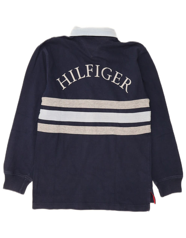 Tommy Hilfiger Womens Graphic Rugby Polo Shirt UK 12 Medium Navy Blue