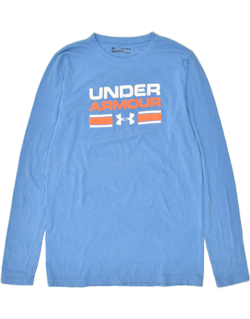 UNDER ARMOUR Boys Heat Gear Graphic Top Long Sleeve 13-14 Years XL Blue | Vintage Under Armour | Thrift | Second-Hand Under Armour | Used Clothing | Messina Hembry 