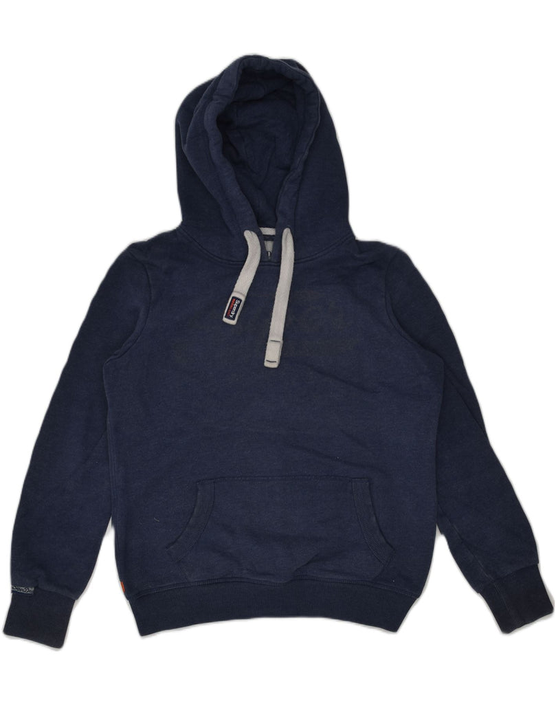 SUPERDRY Womens Hoodie Jumper UK 12 Medium Navy Blue Cotton | Vintage Superdry | Thrift | Second-Hand Superdry | Used Clothing | Messina Hembry 