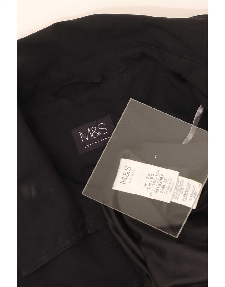 Zara Womens Trench Coat UK 22 3XL Black Polyester
