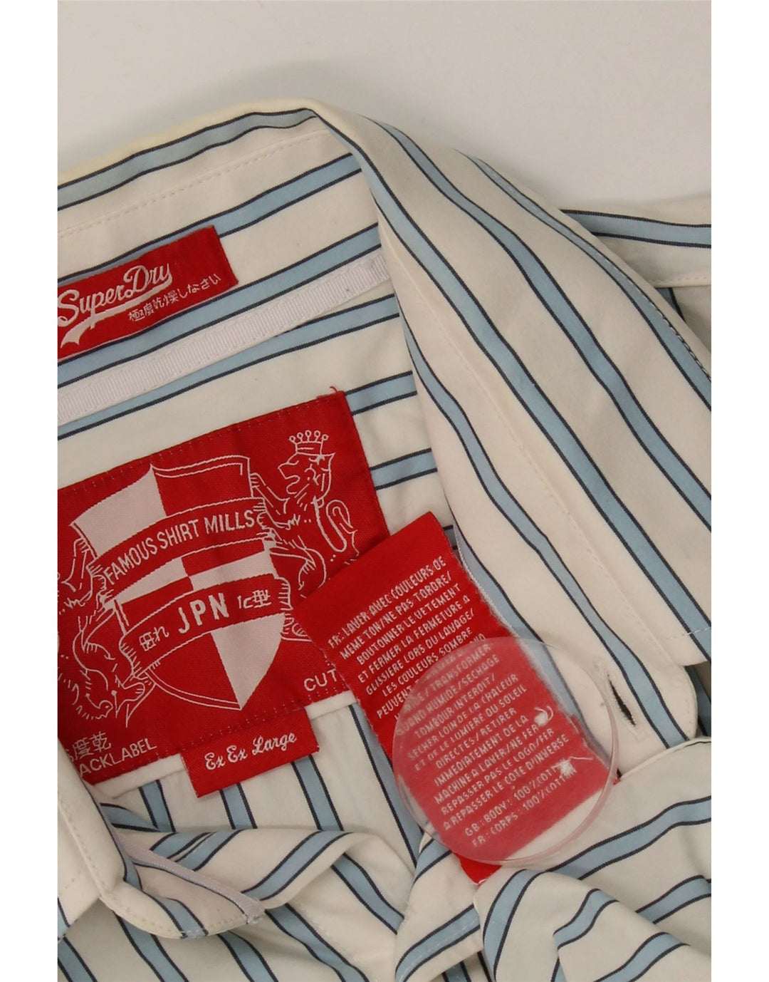 Superdry Mens Shirt 2XL White Striped Cotton