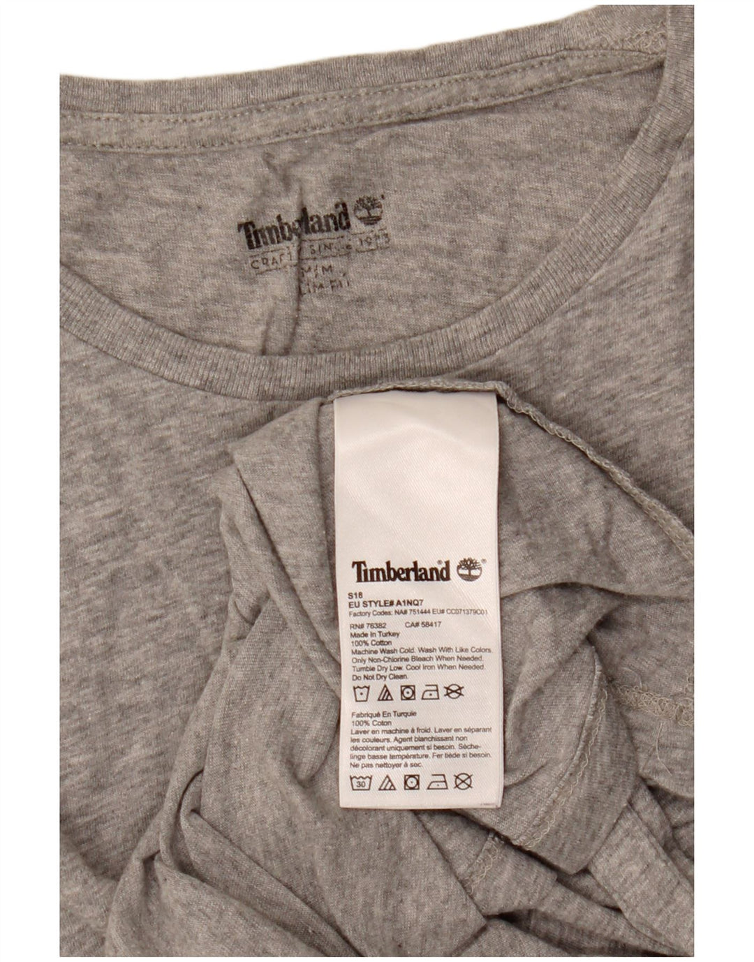 Timberland Mens Slim Fit T-Shirt Top Medium Grey Cotton