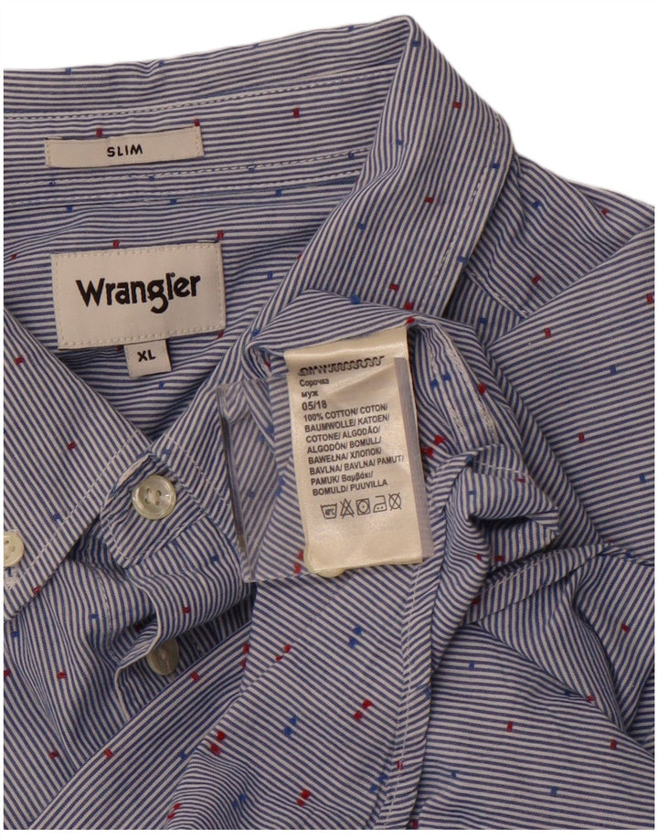 WRANGLER Mens Slim Shirt XL Blue Pinstripe Cotton