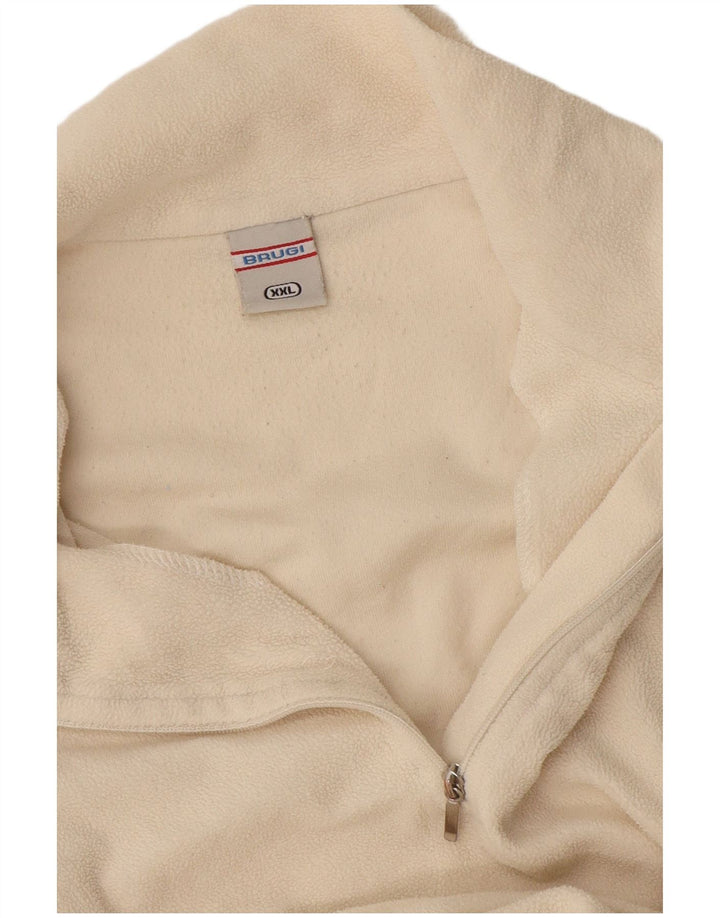 Brugi Mens Zip Neck Fleece Jumper 2XL Off White