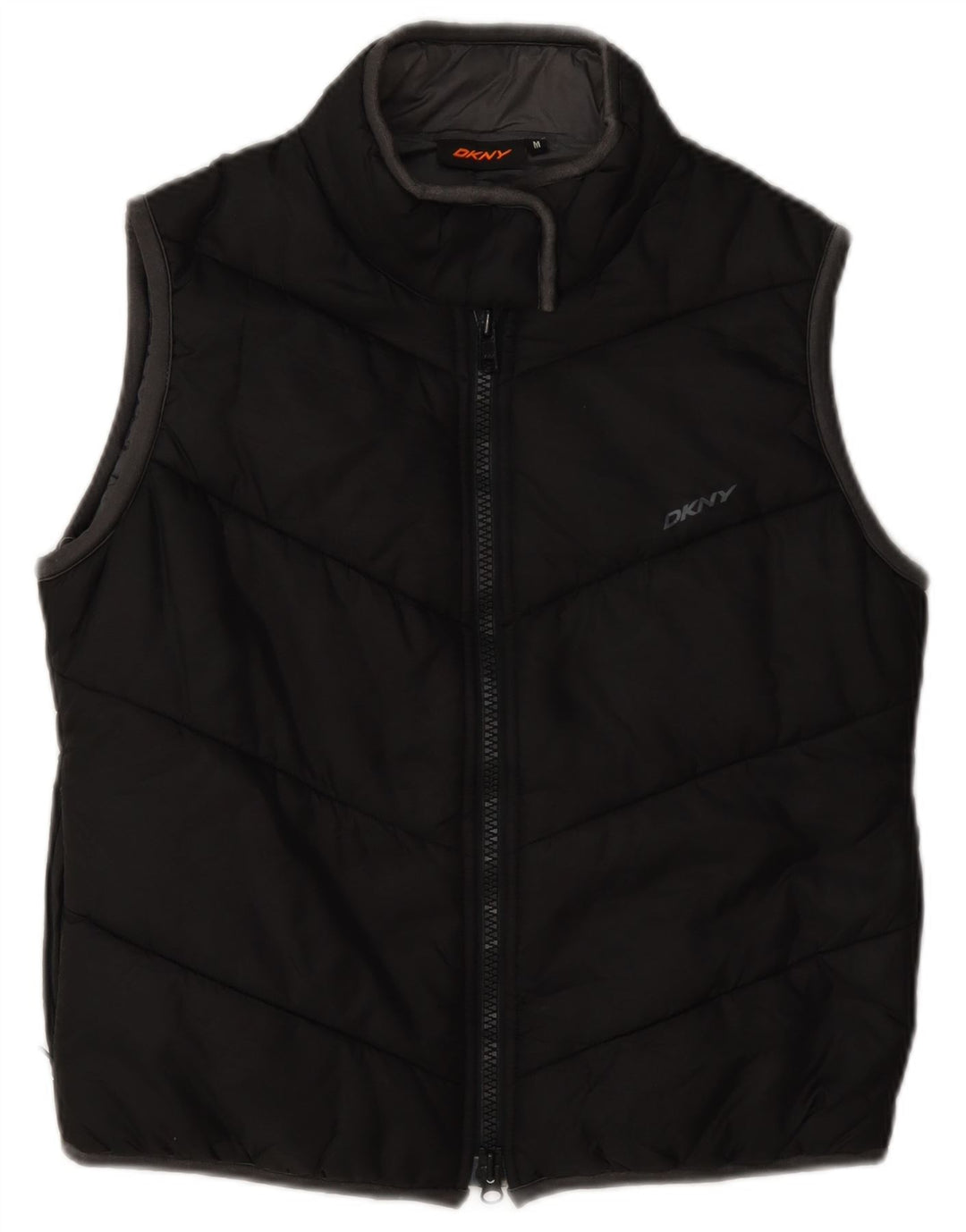 Dkny Womens Graphic Padded Gilet UK 14 Medium Black Nylon