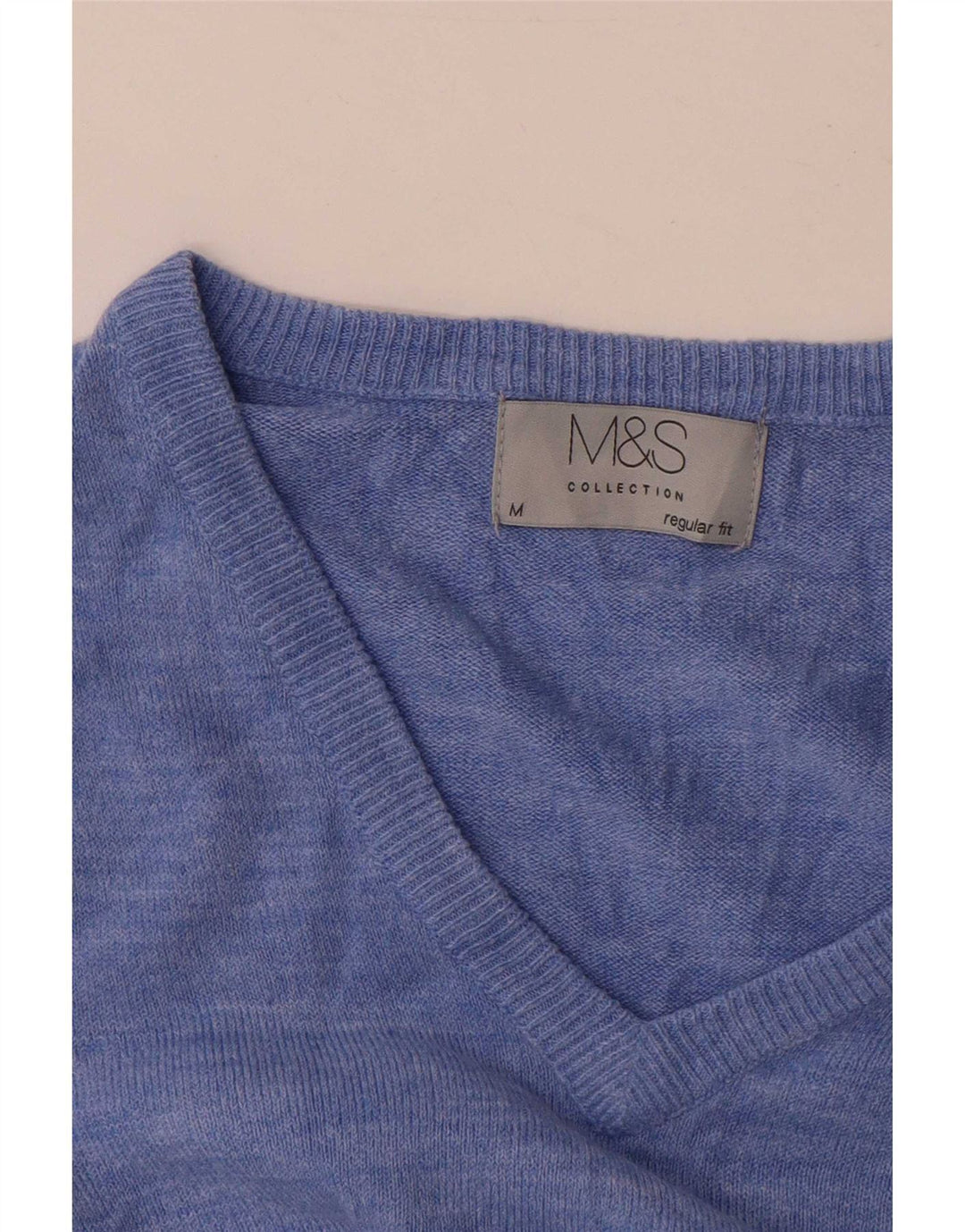 Marks & Spencer Mens V-Neck Jumper Sweater Medium Blue