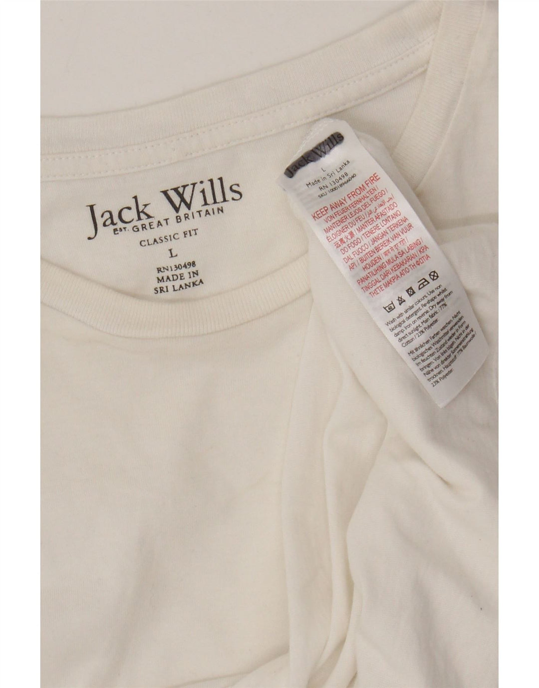 Jack Wills Mens Classic Fit T-Shirt Top Large White Cotton