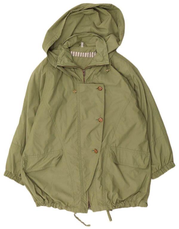 Gallery Womens Hooded Oversized Rain Jacket UK 12 Medium Green Polyester
