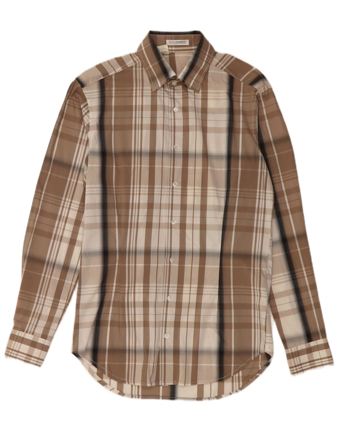 NARACAMICIE Mens Shirt Small Brown Check Cotton