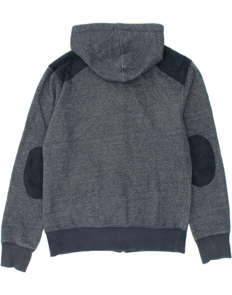 JACK & JONES Mens Zip Hoodie Sweater Medium Navy Blue Colourblock Cotton Vintage Jack & Jones and Second-Hand Jack & Jones from Messina Hembry 