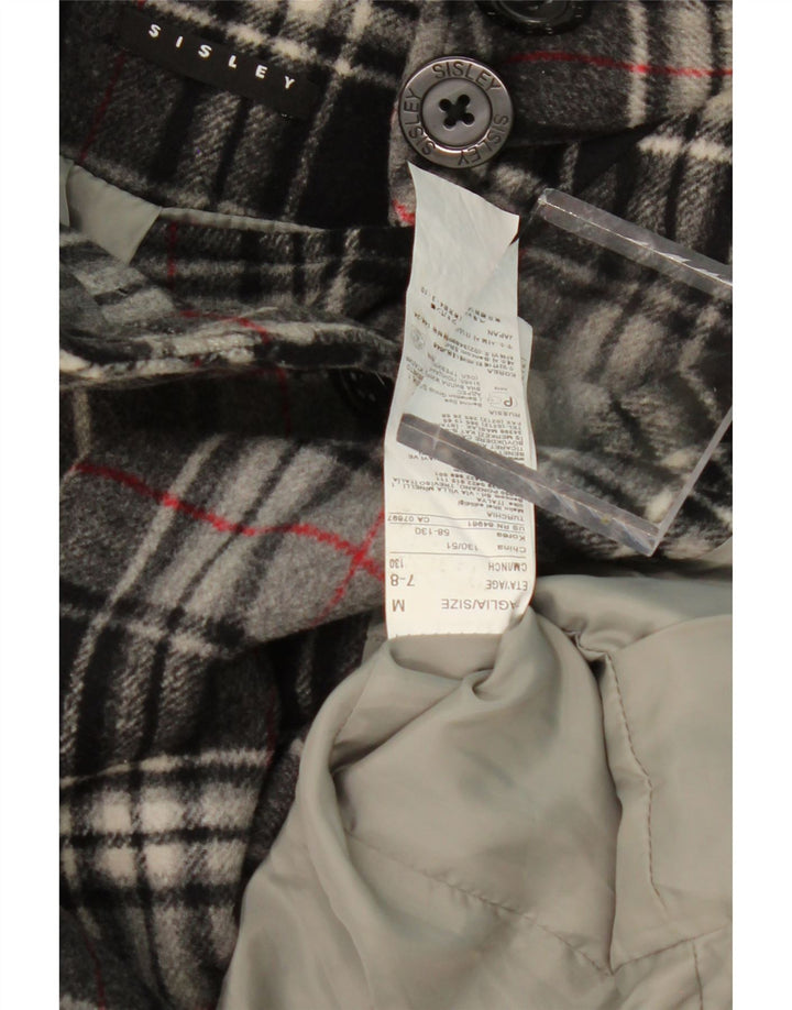 SISLEY Girls Overcoat 7-8 Years Medium Grey Check Wool Vintage Sisley and Second-Hand Sisley from Messina Hembry 