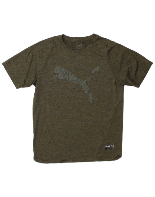 Puma Mens Graphic T-Shirt Top Small Khaki Polyester