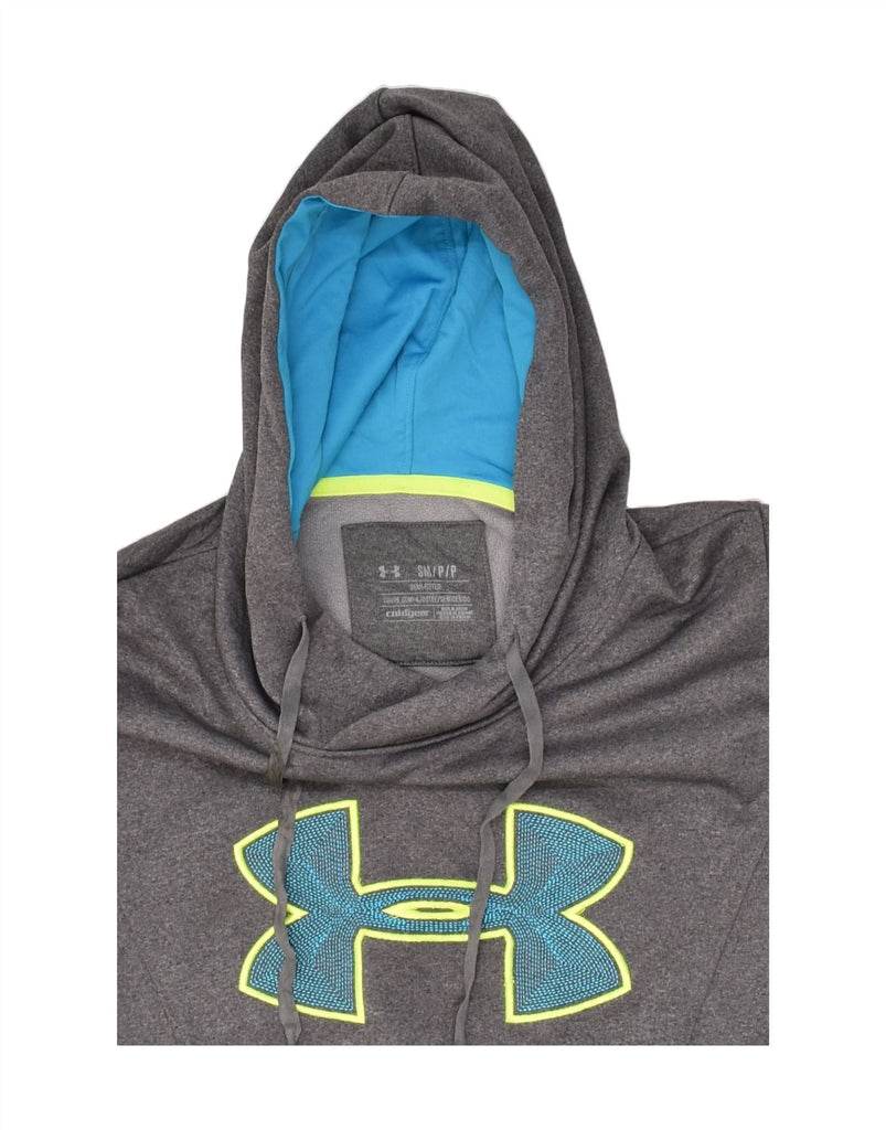 UNDER ARMOUR Womens Cold Gear Graphic Hoodie Jumper UK 10 Small Grey | Vintage Under Armour | Thrift | Second-Hand Under Armour | Used Clothing | Messina Hembry 