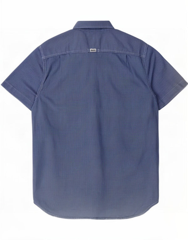 Superdry Mens Short Sleeve Shirt XL Blue Gingham Cotton
