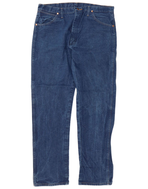 Wrangler Mens Straight Jeans W37 L32 Blue Cotton