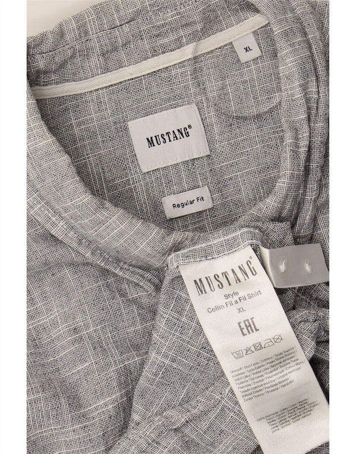MUSTANG Mens Regular Fit Short Sleeve Shirt XL Grey Cotton Vintage Mustang and Second-Hand Mustang from Messina Hembry 