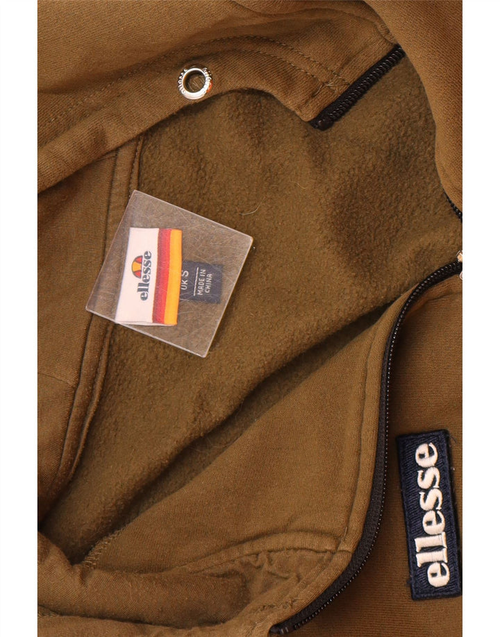 ELLESSE Mens Zip Neck Hoodie Jumper Small Khaki Cotton