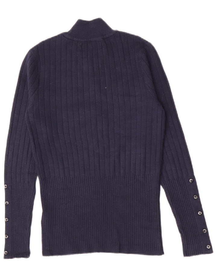Marks & Spencer Womens Turtle Neck Jumper Sweater UK 10 Small Navy Blue