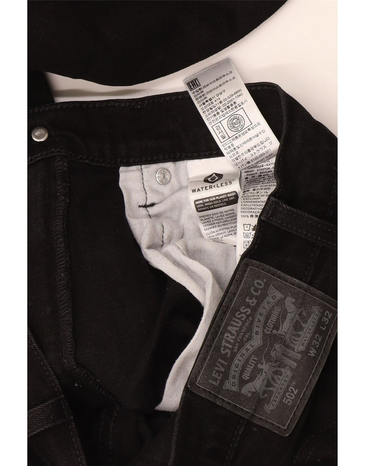 Levi's Mens 502 Tapered Jeans W32 L32 Black Cotton