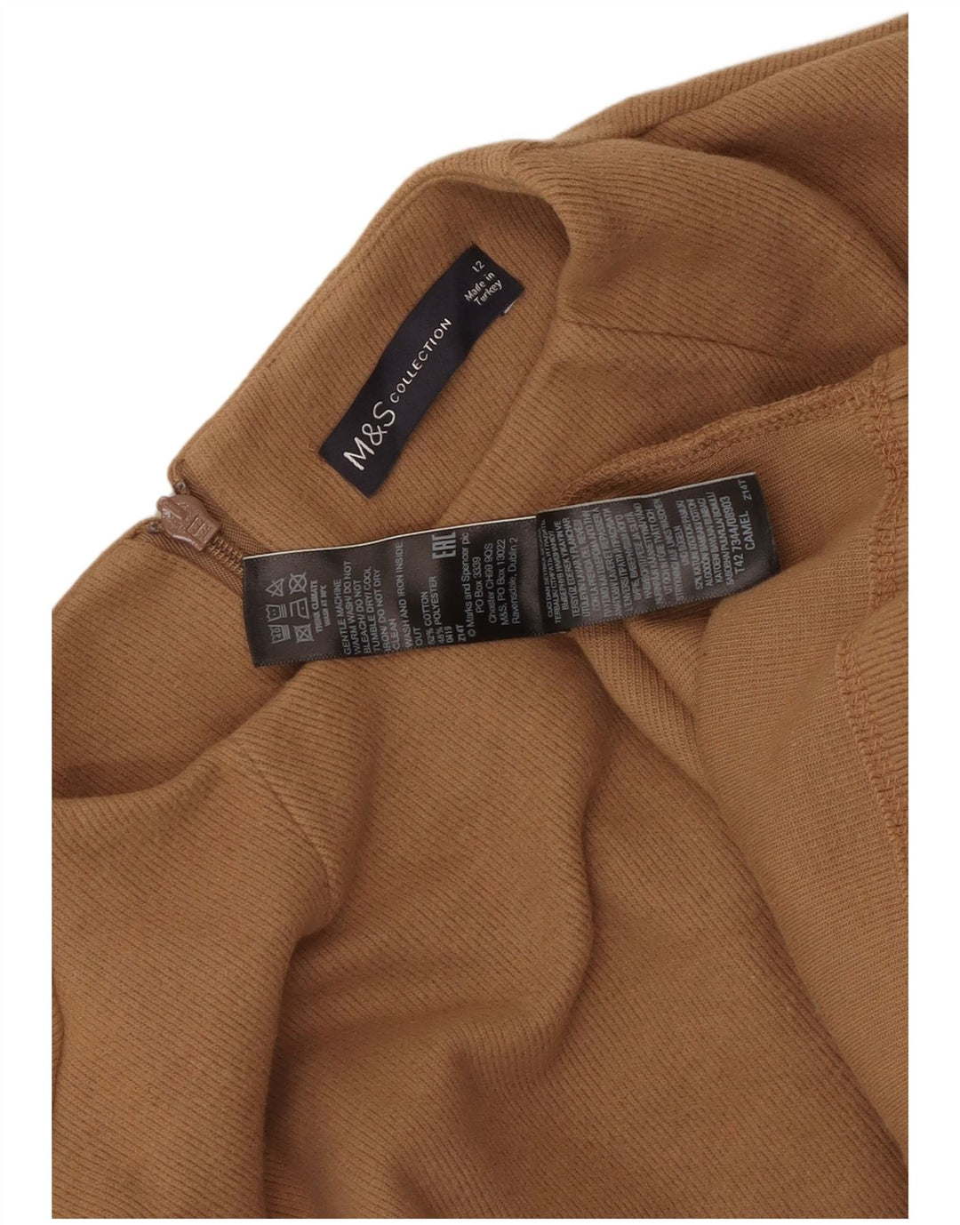 Marks & Spencer Womens Jumper Dress UK 12 Medium Brown Cotton