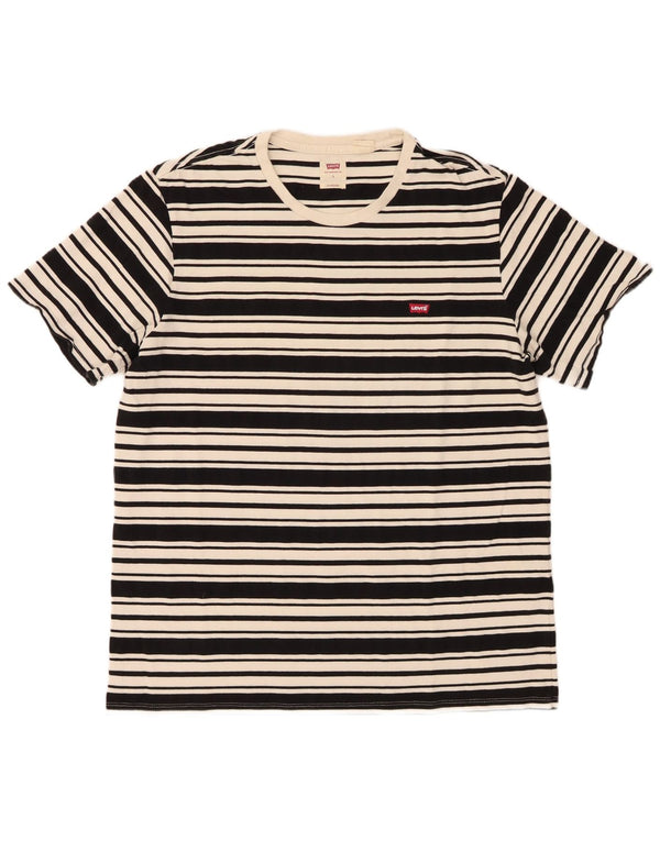 Levi's Mens Standard Fit T-Shirt Top Large Black Striped Cotton