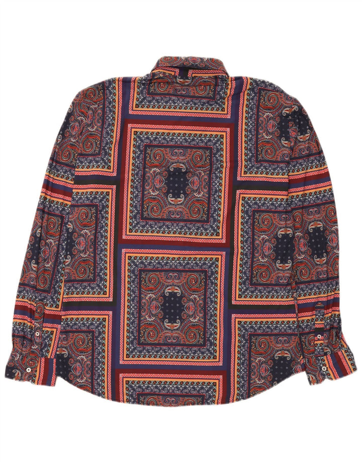 Brian Dales Mens Shirt Size 42 Large Navy Blue Paisley
