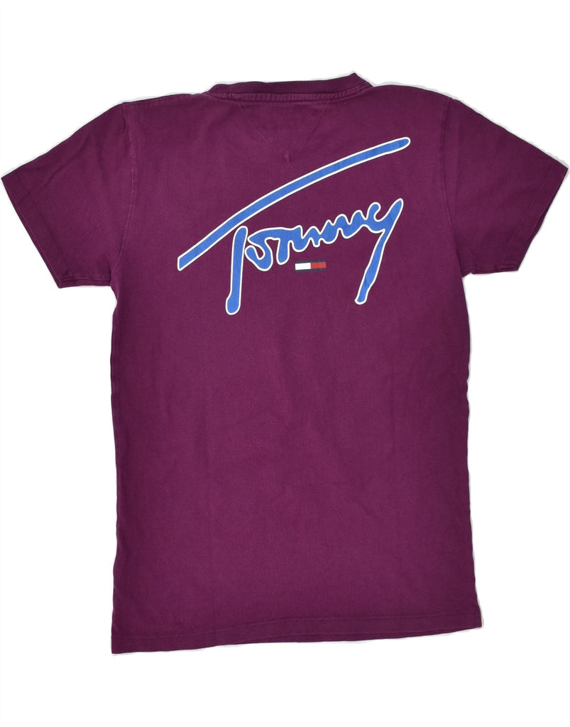 TOMMY JEANS Mens Graphic T-Shirt Top XS Burgundy Cotton | Vintage Tommy Jeans | Thrift | Second-Hand Tommy Jeans | Used Clothing | Messina Hembry 