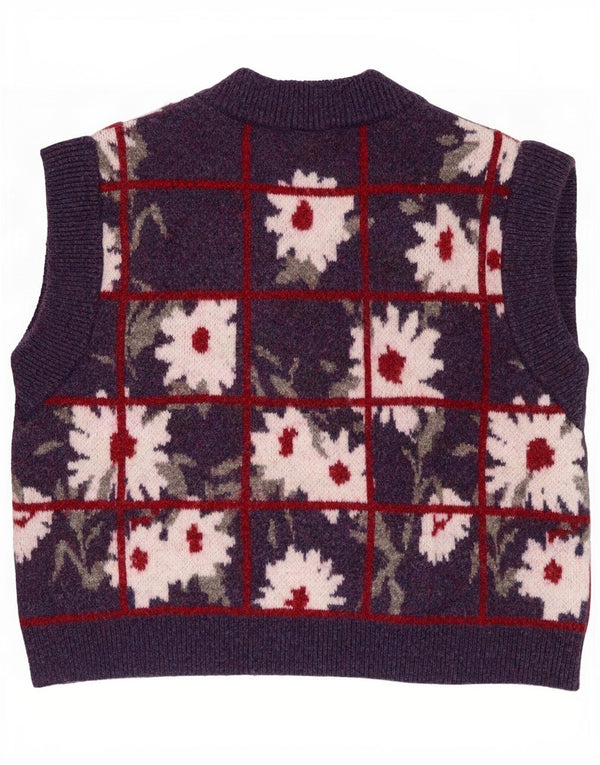 Zara Womens Vest Tank Top UK 14 Medium Purple Floral Polyester