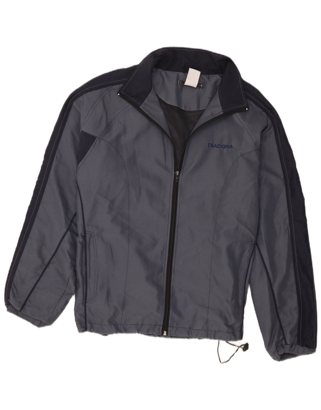 Diadora Mens Tracksuit Top Jacket Large Navy Blue Colourblock Polyester