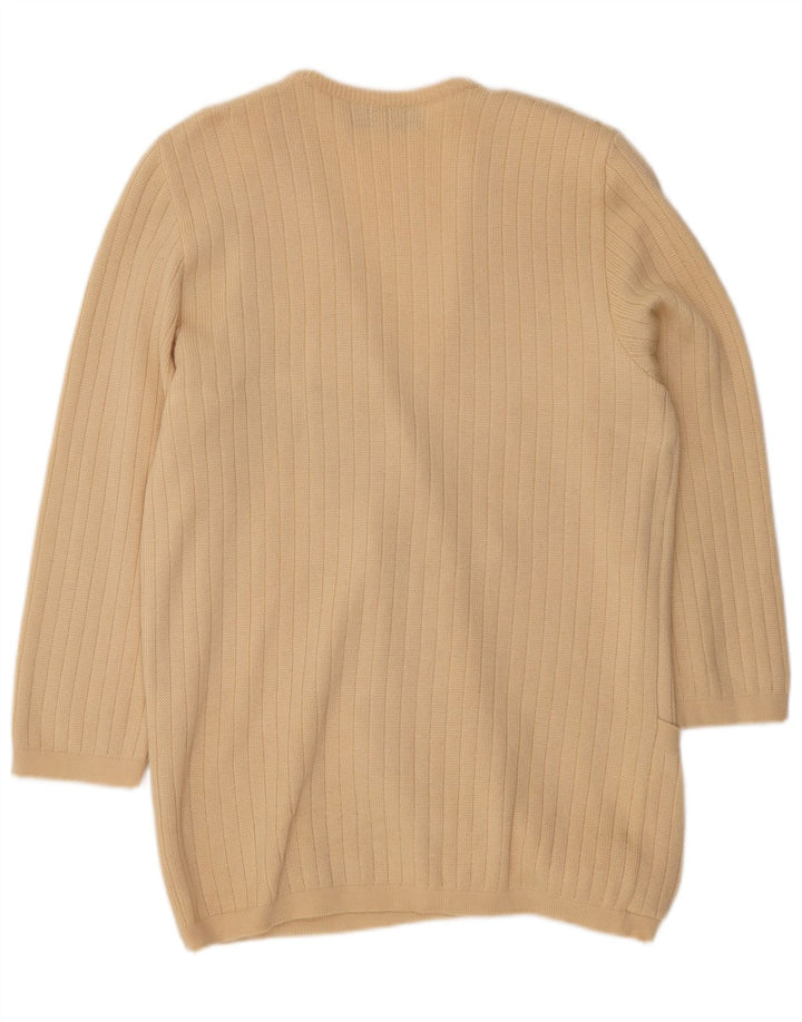 St. Germain Womens Graphic Longline Cardigan Sweater IT 48 XL Beige Wool