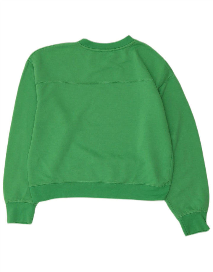 Zara Womens Crop Sweatshirt Jumper UK 14 Medium Green Polyester