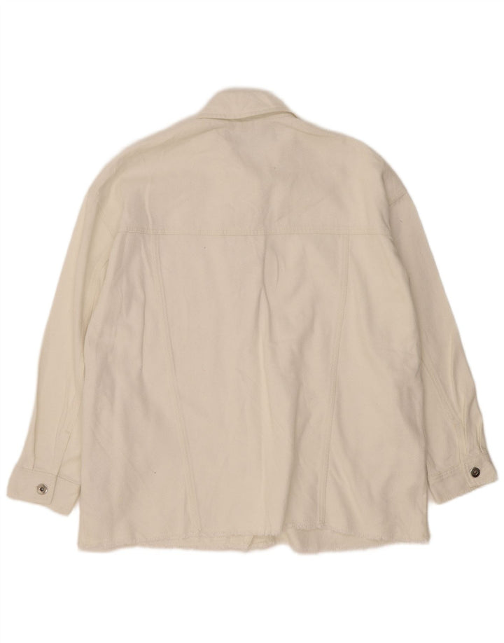 Zara Womens Overshirt Shirt UK 10 Small White Cotton