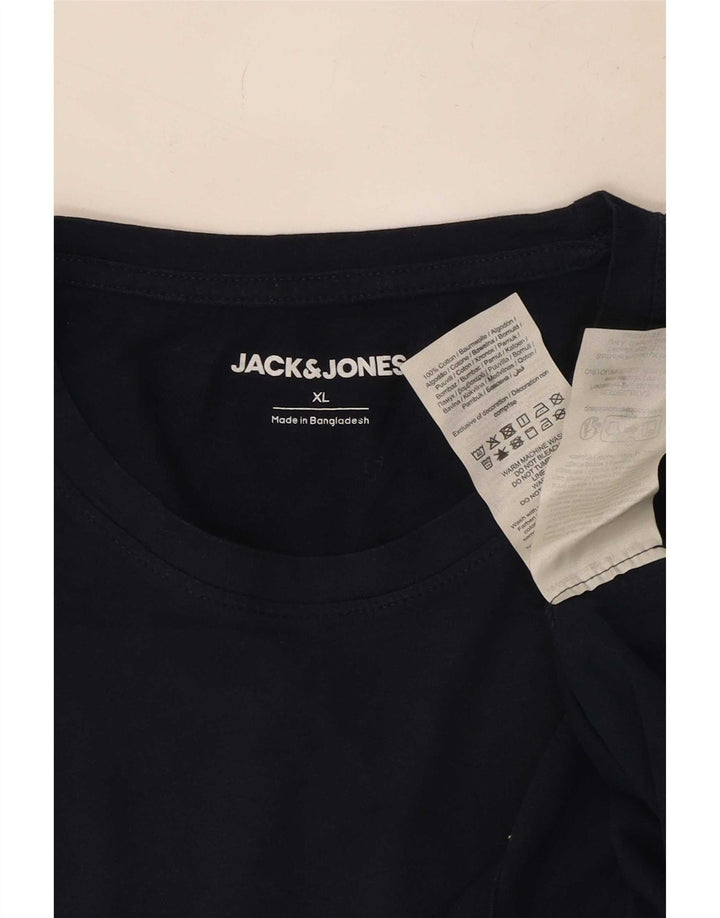 Jack & Jones Mens T-Shirt Top XL Navy Blue Cotton