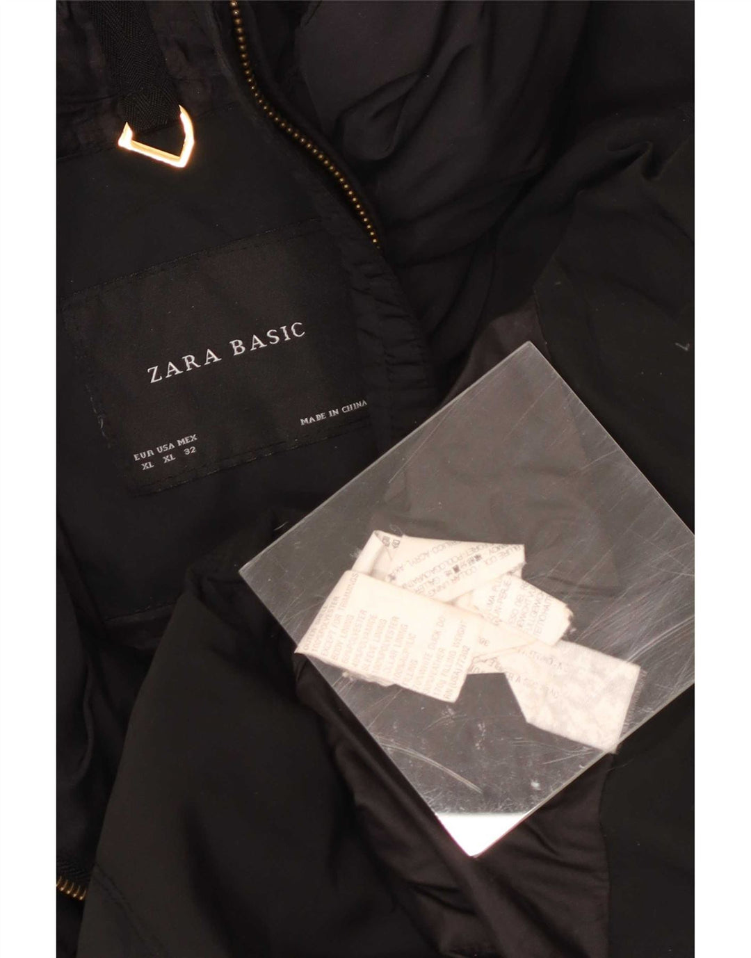 Zara Womens Padded Jacket UK 18 XL Black Polyester