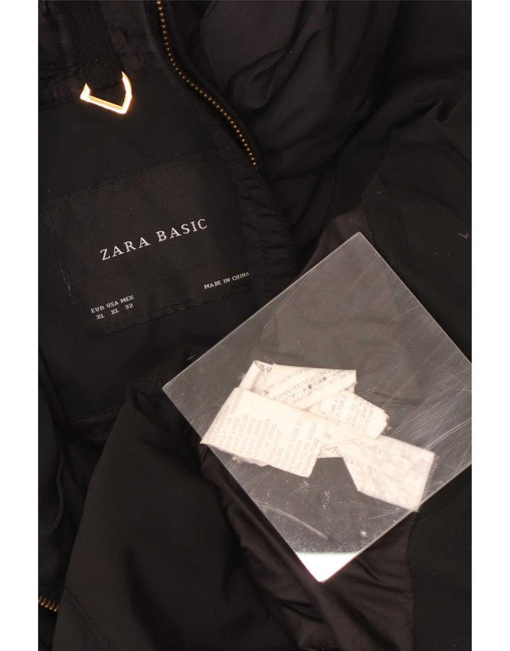 Zara Womens Padded Jacket UK 18 XL Black Polyester
