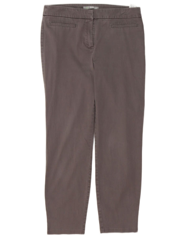 Marks & Spencer Womens Crop Slim Casual Trousers UK 10 Small W30 L25 Grey