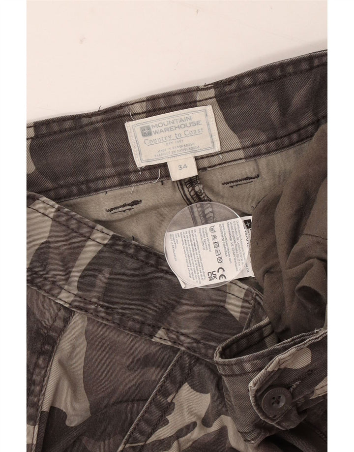 Mountain Warehouse Mens Cargo Shorts W34 Large Grey Camouflage Cotton