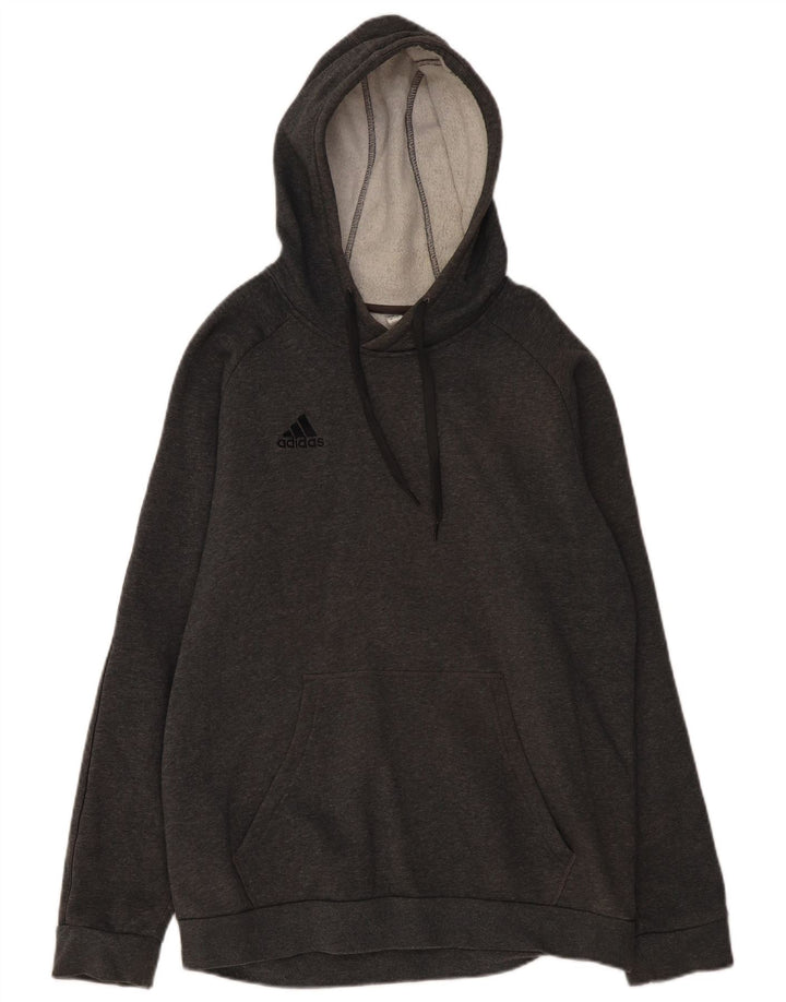 ADIDAS Mens Hoodie Jumper Large Grey Cotton