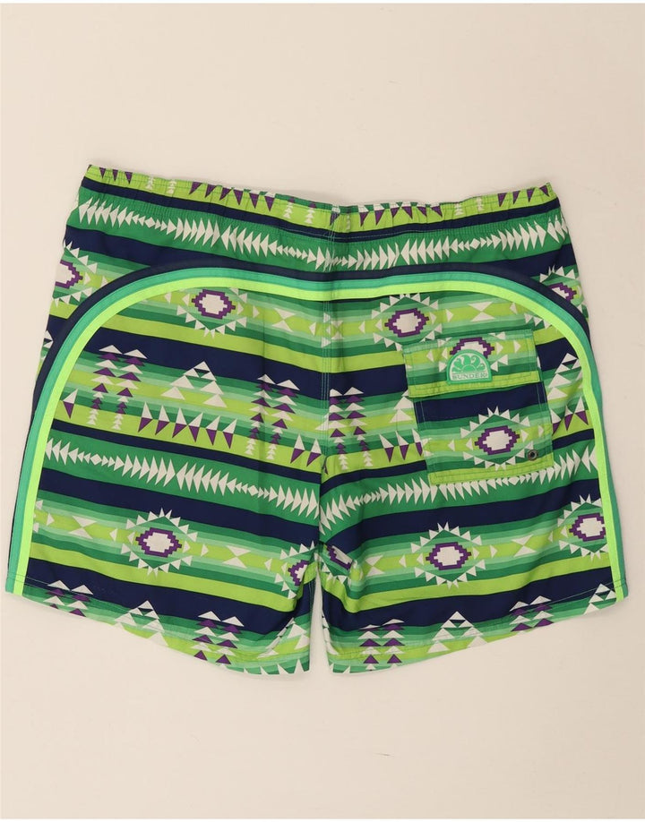 Sundek Mens Swimming Shorts XL  Green Geometric Polyester