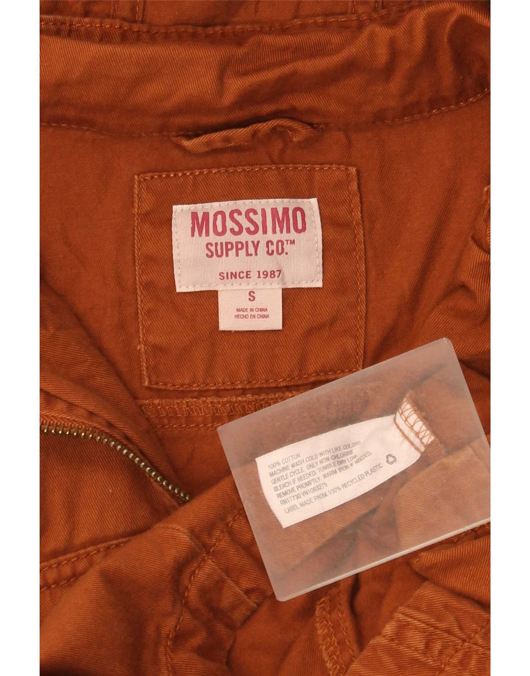 Mossimo Womens Hooded Parka Jacket UK 10 Small Brown Cotton