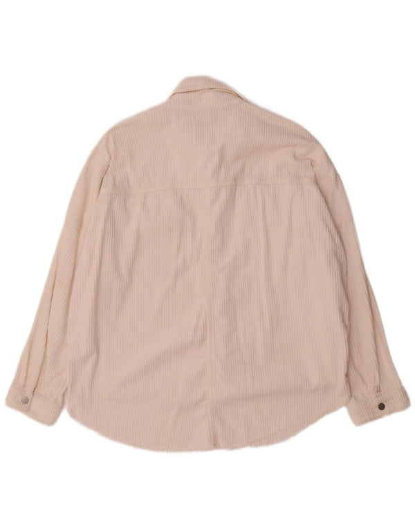 Zara Womens Oversized Corduroy Shirt UK 10 Small White Cotton