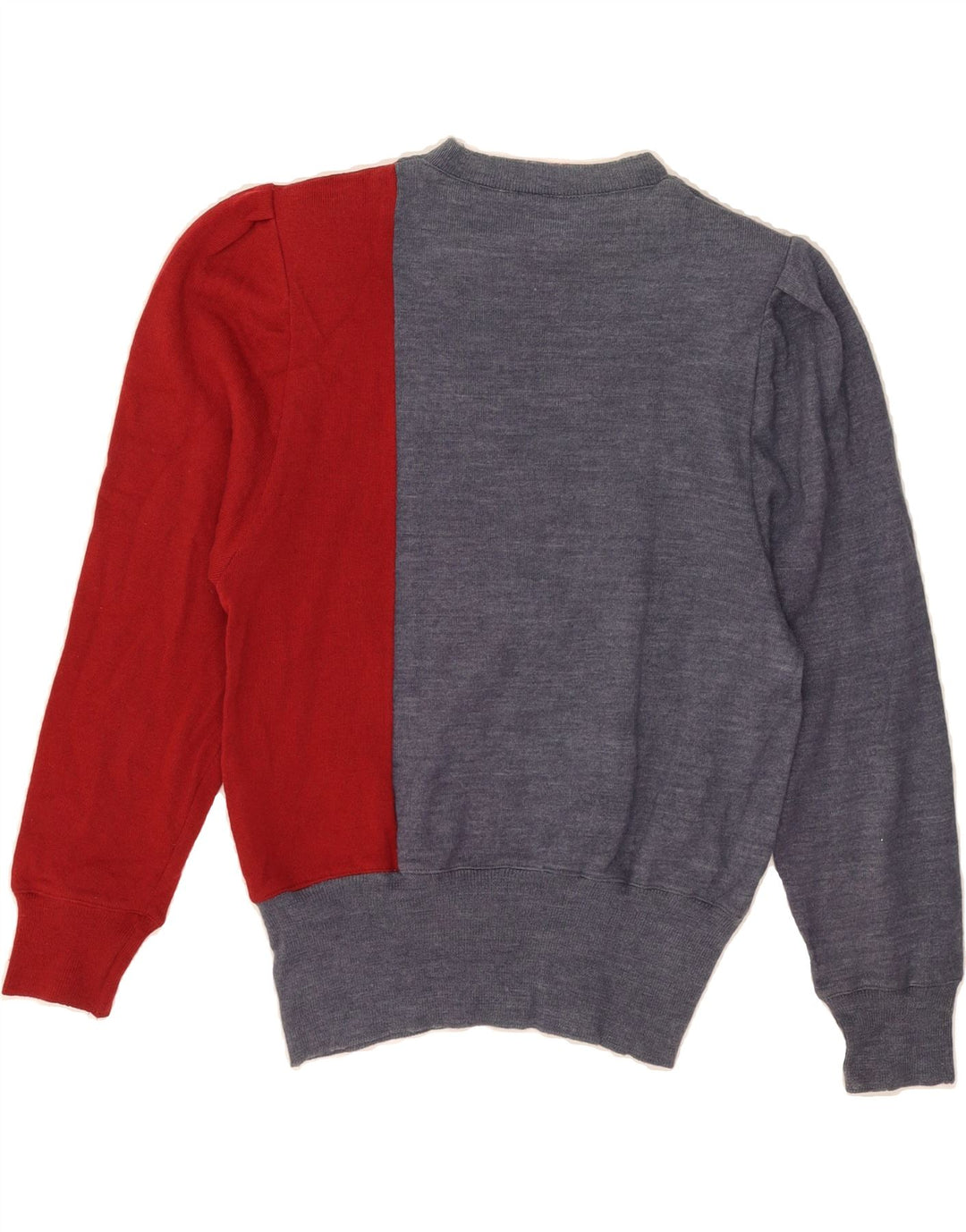 VINTAGE Womens Crew Neck Jumper Sweater UK 14 Medium Grey Colourblock Wool Vintage Vintage and Second-Hand Vintage from Messina Hembry 