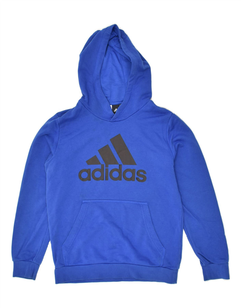 ADIDAS Boys Graphic Hoodie Jumper 13-14 Years Blue Cotton | Vintage Adidas | Thrift | Second-Hand Adidas | Used Clothing | Messina Hembry 