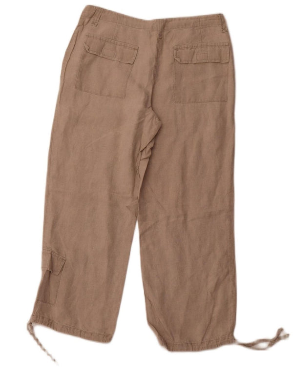 EDDIE BAUER Womens Straight Capri Trousers W36 L24 Beige Linen