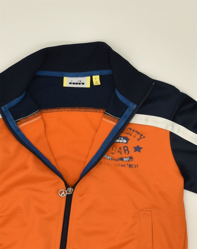 DIADORA Boys Tracksuit Top Jacket 9-10 Years Large Orange Colourblock | Vintage Diadora | Thrift | Second-Hand Diadora | Used Clothing | Messina Hembry 