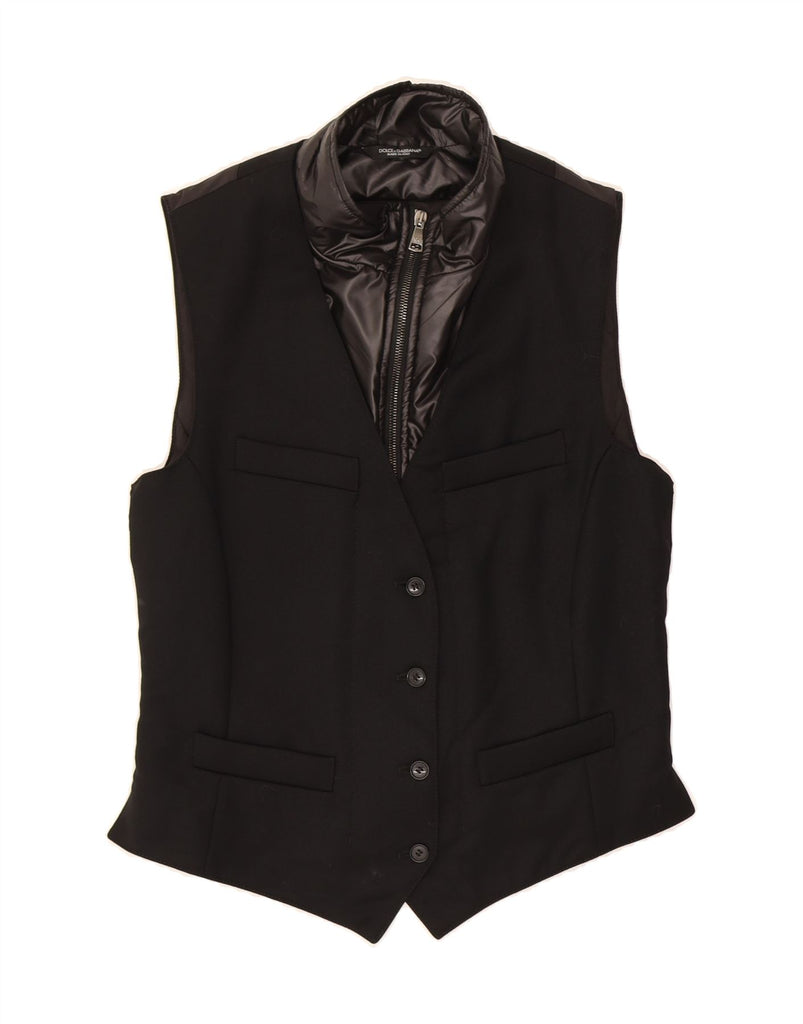 DOLCE & GABBANA Womens Waistcoat IT 44 Medium Black Wool Vintage Dolce & Gabbana and Second-Hand Dolce & Gabbana from Messina Hembry 