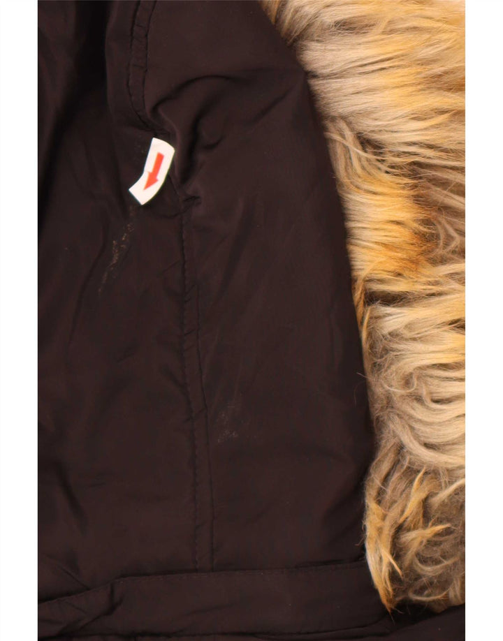 Topshop Womens Petite Hooded Padded Jacket UK 4 XS Black Polyester