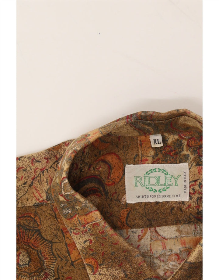 RIDLEY Mens Abstract Pattern Shirt XL Khaki Vintage Ridley and Second-Hand Ridley from Messina Hembry 