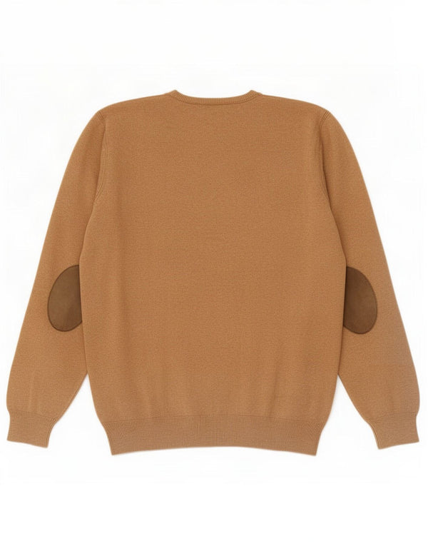 Massimo Dutti Mens Crew Neck Jumper Sweater Large Brown Cotton