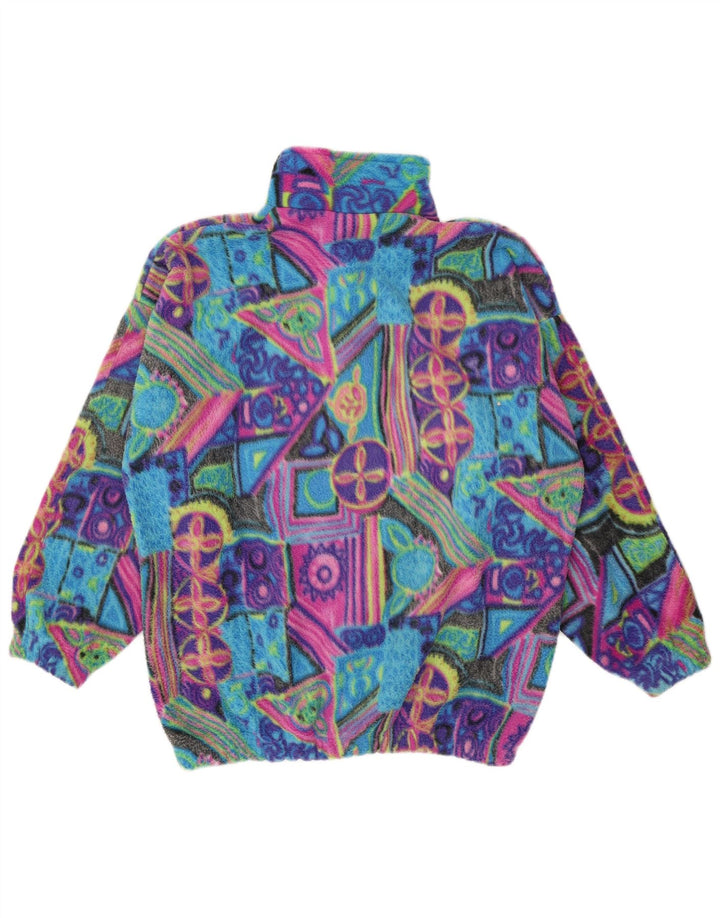 Vintage Mens Anorak Fleece Jumper Large Multicoloured Geometric Polyamide